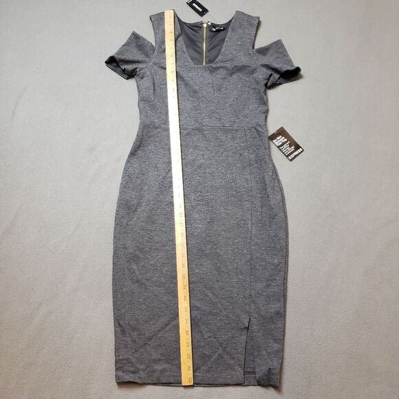 Express Grey Cold Shoulder Shift Dress with Cut Out Shoulders NWT NEW - Picture 10 of 12